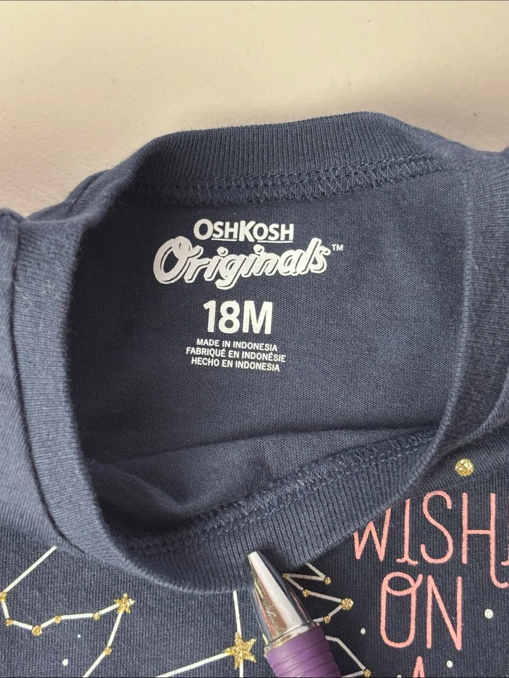 NWT OshKosh B'gosh Navy Blue Unicorn Monoceros Constellation Long Sleeve Tee